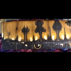 Leather tie dye clutch
